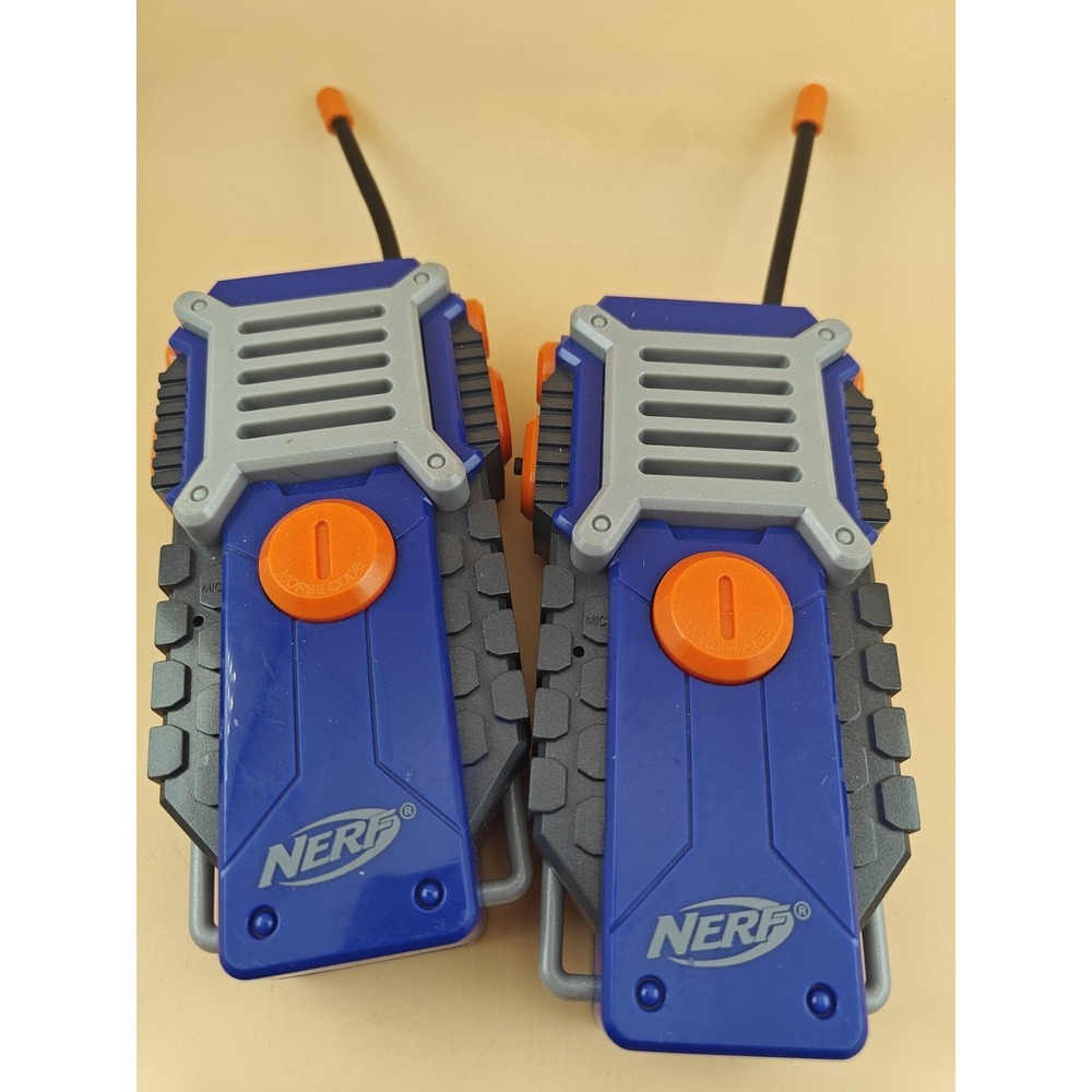 Nerf Walkie Talkies Kids Two Way Radio Set Blue Handheld Pair Used